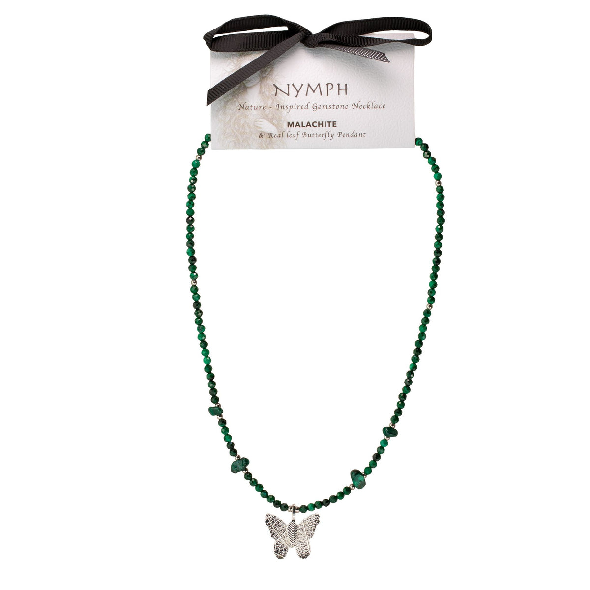 Collana minerale Nymph con farfalla – malachite
