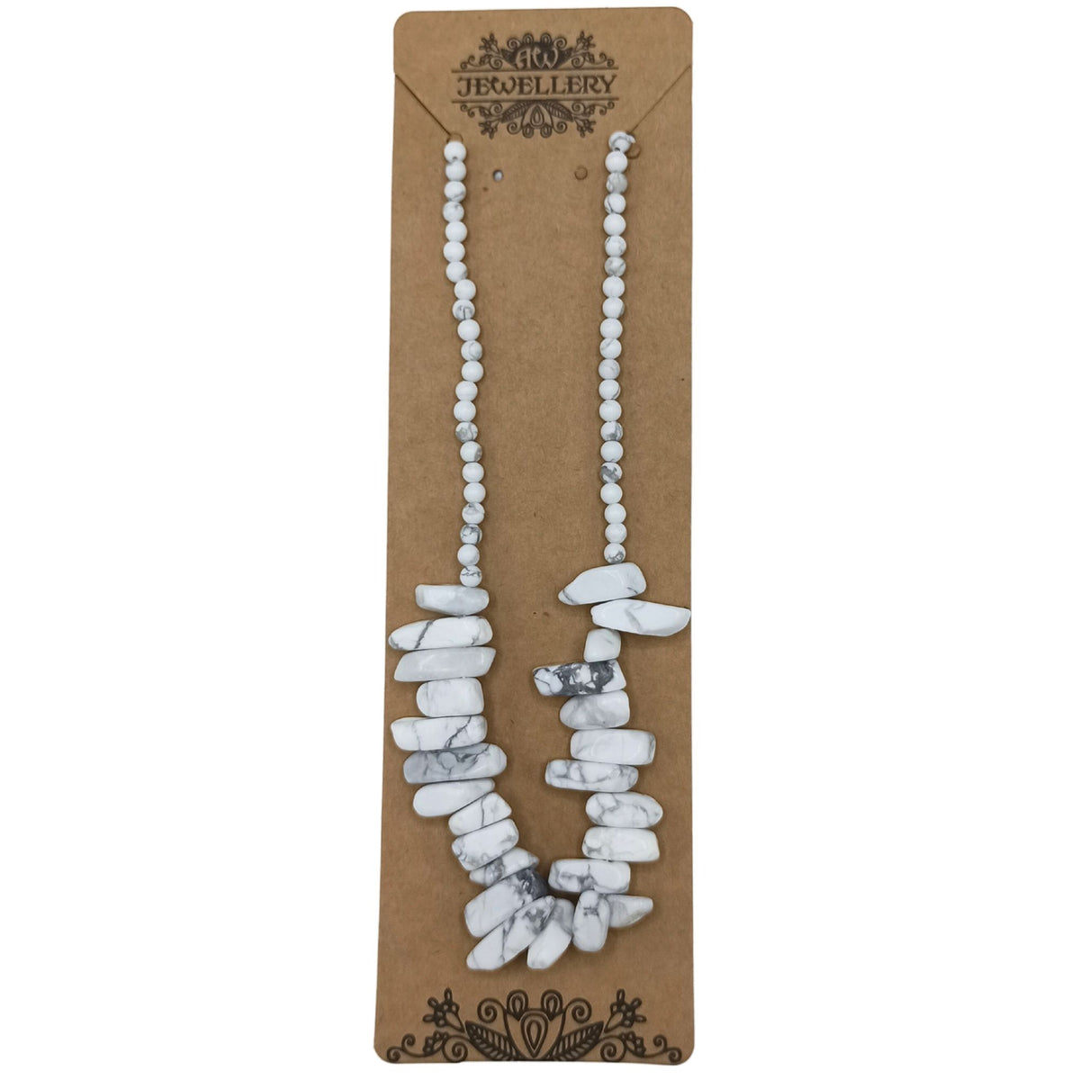 Collana con pietra allungata – diaspro bianco
