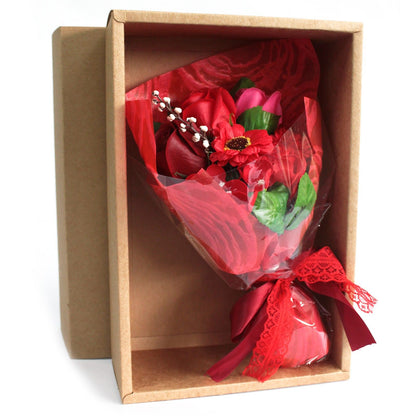 Bouquet regalo di fiori di sapone in una scatola – rosso 