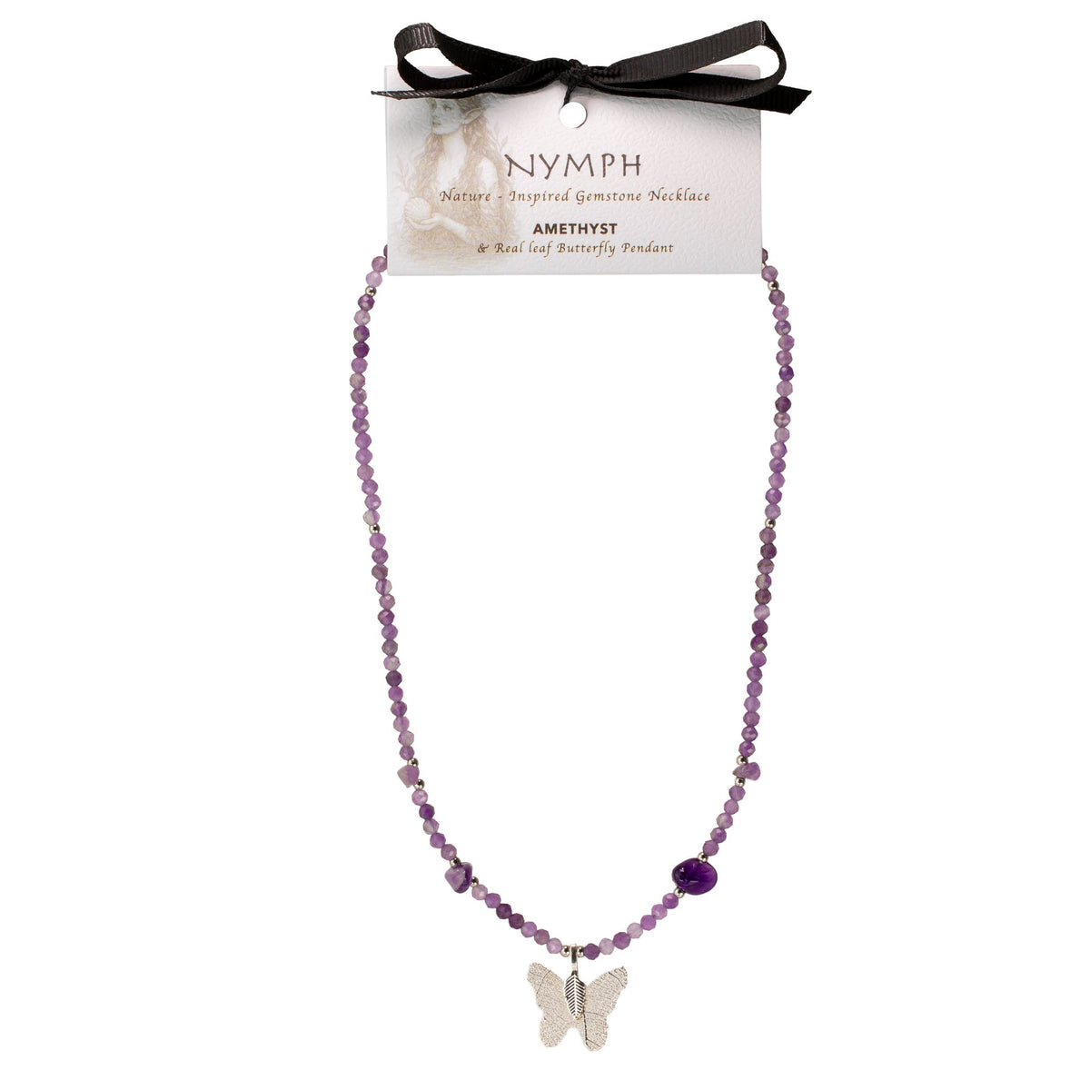 Collana minerale Nymph con farfalla – ametista