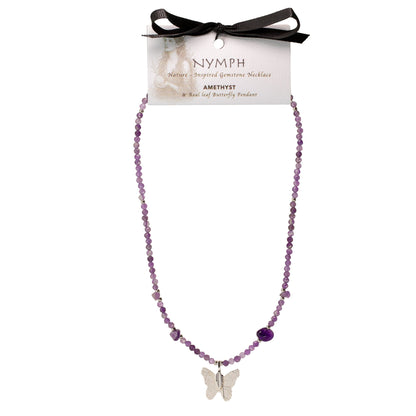 Collana minerale Nymph con farfalla – ametista