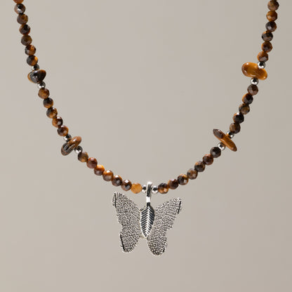 Collana minerale Nymph con farfalla – occhio di tigre