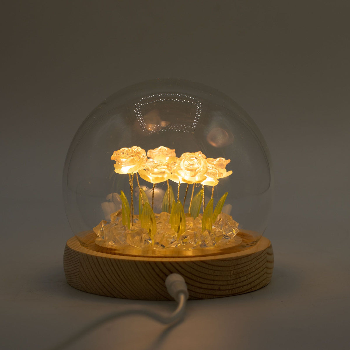 Decorazione luminosa sotto vetro – Rose rosa · USB