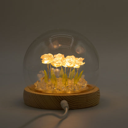 Decorazione luminosa sotto vetro – Rose rosa · USB