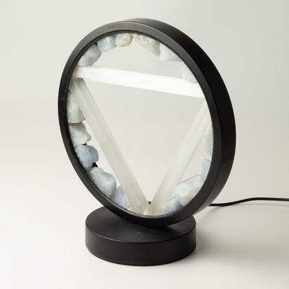 Lampada decorativa Halo – acquamarina e selenite · Acqua
