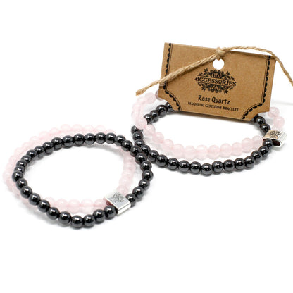 Bracciale magnetico con pietre preziose – quarzo rosa