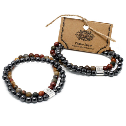 Bracciale magnetico con pietre preziose – diaspro Picasso
