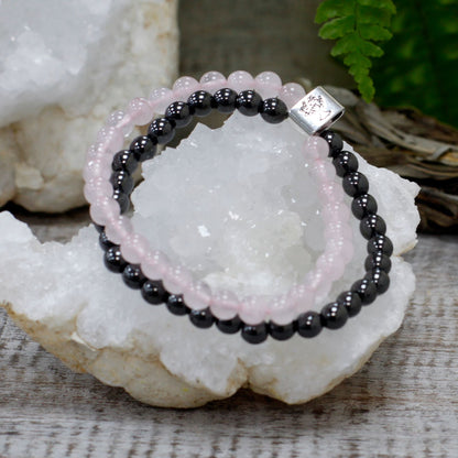 Bracciale magnetico con pietre preziose – quarzo rosa
