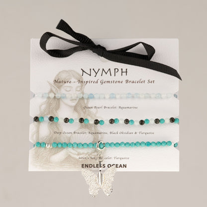 Set di 3 braccialetti minerali Nymph – Oceano infinito