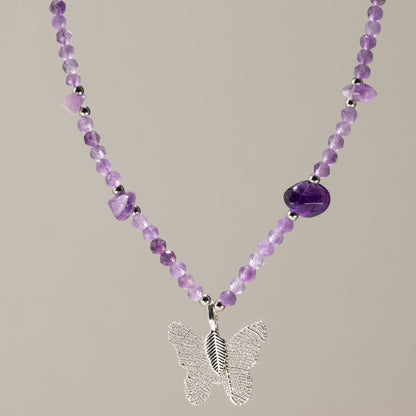 Collana minerale Nymph con farfalla – ametista