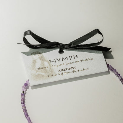 Collana minerale Nymph con farfalla – ametista