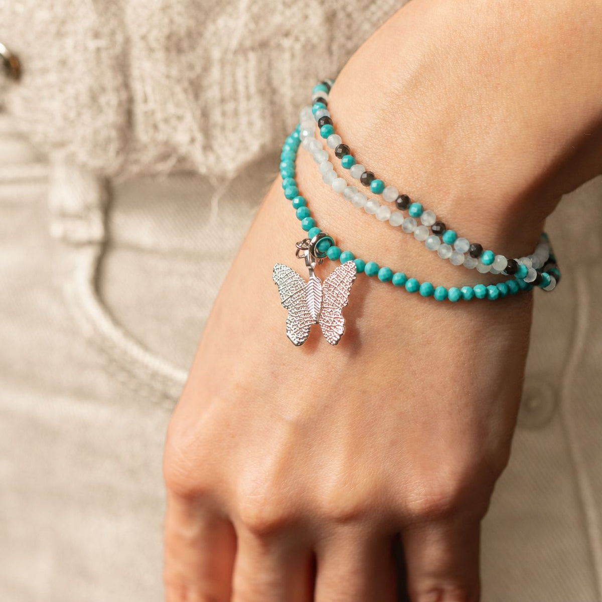 Set di 3 braccialetti minerali Nymph – Oceano infinito