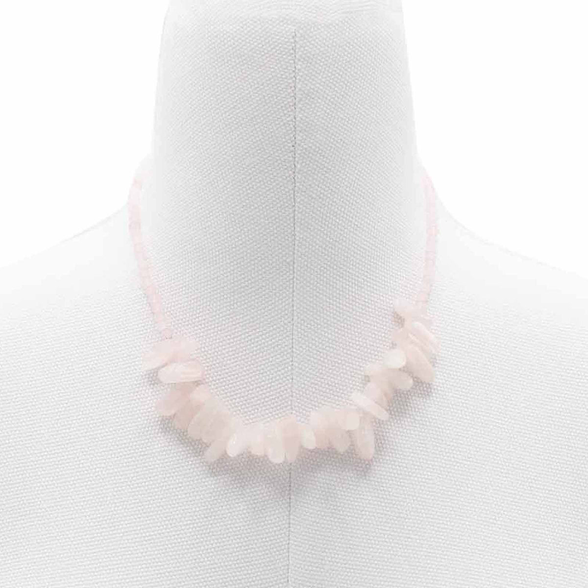 Collana con pietra allungata – quarzo rosa