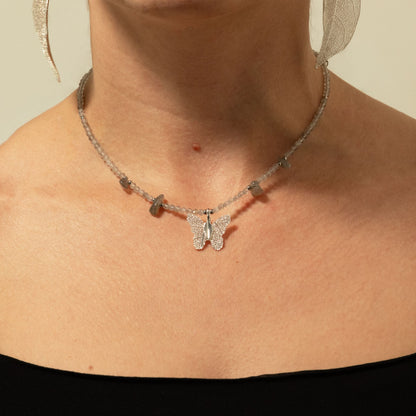 Collana minerale Nymph con farfalla – labradorite