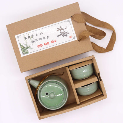 Set da tè – teiera verde giada e due tazze