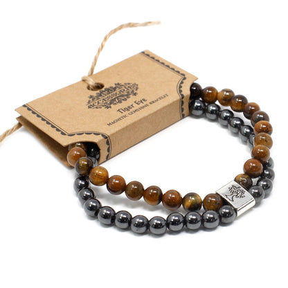Bracciale magnetico con pietre preziose - occhio di tigre