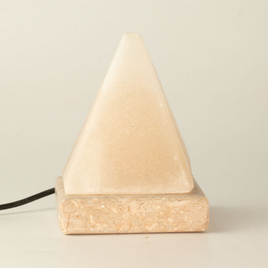 Lampada di sale USB bianca a forma di piramide, 9 cm – luce colorata