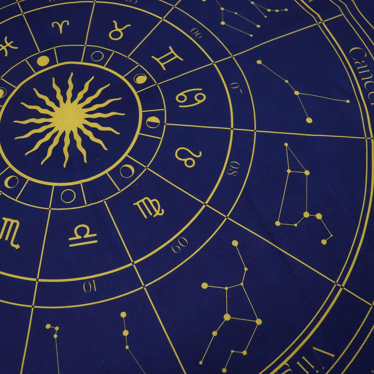 Tappetino per la lettura dei tarocchi – Zodiaco, 75 × 75 cm