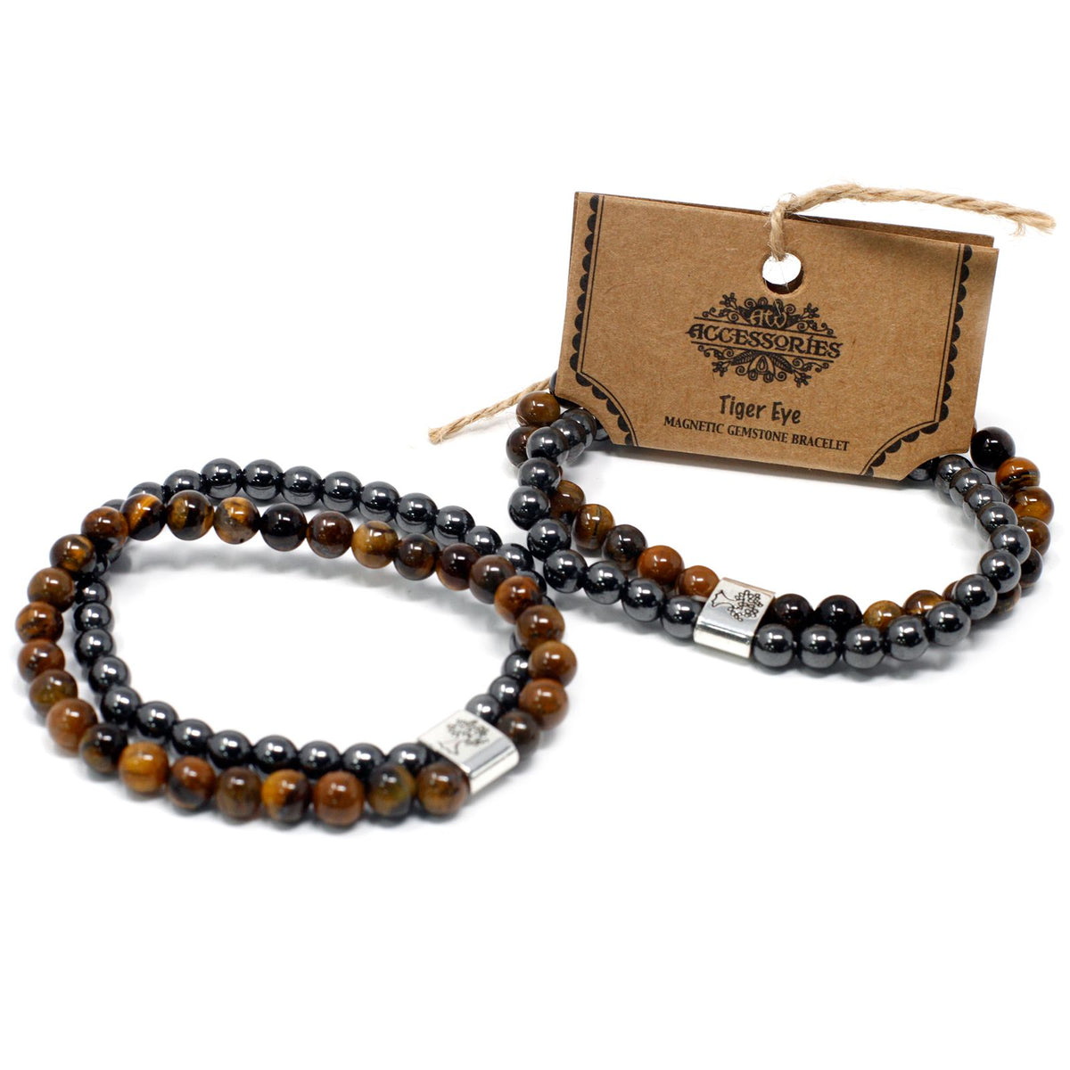 Bracciale magnetico con pietre preziose - occhio di tigre