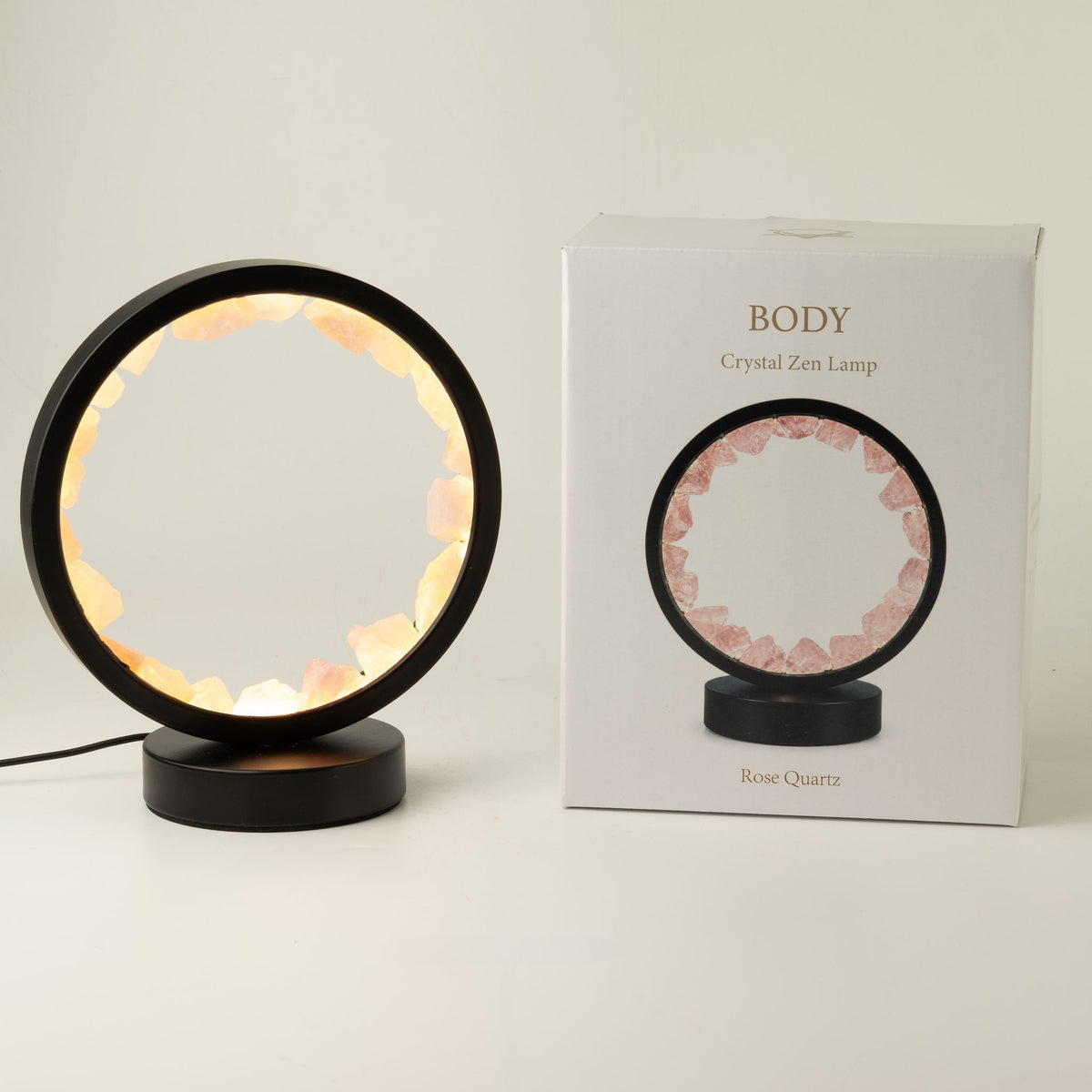 Lampada decorativa Halo con quarzo rosa – Zen Body