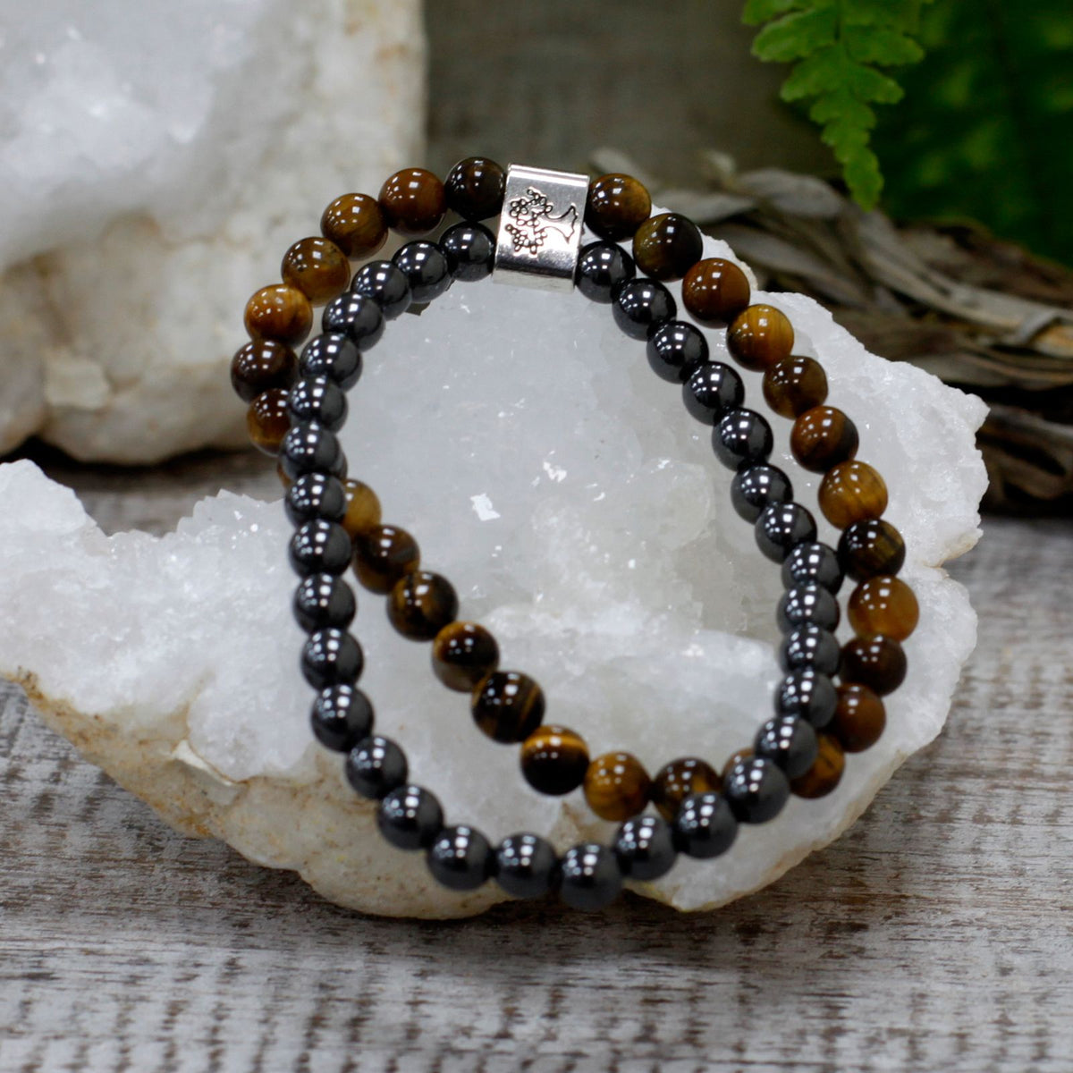 Bracciale magnetico con pietre preziose - occhio di tigre