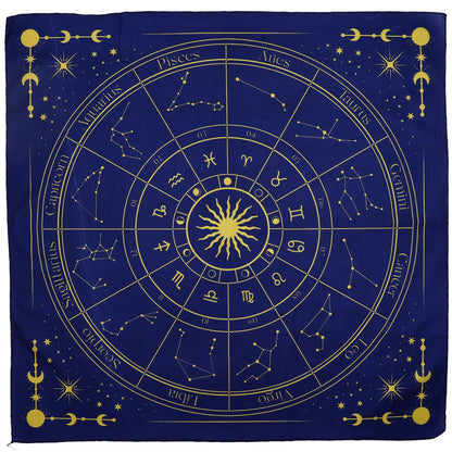 Tappetino per la lettura dei tarocchi – Zodiaco, 75 × 75 cm