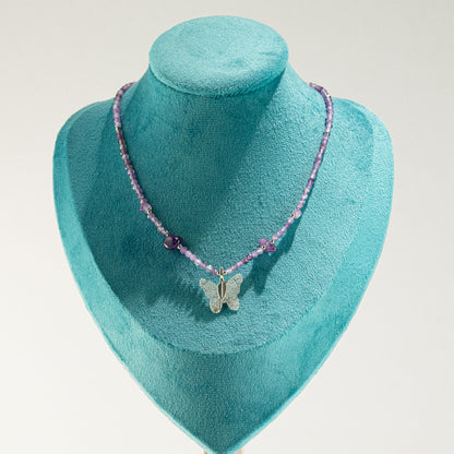 Collana minerale Nymph con farfalla – ametista