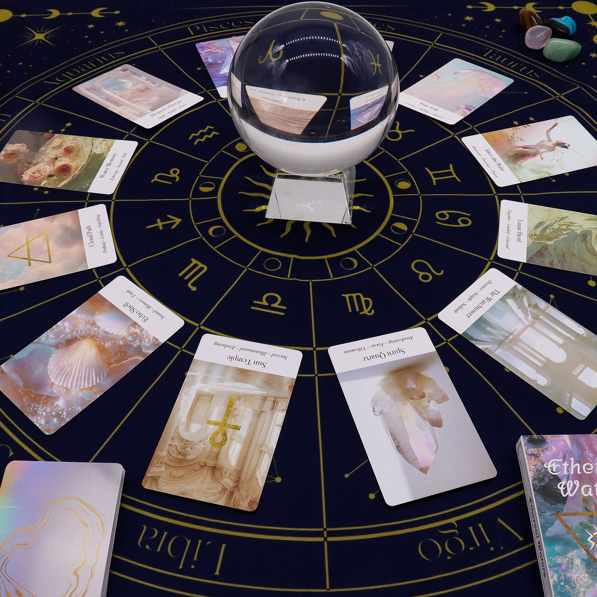 Tappetino per la lettura dei tarocchi – Zodiaco, 75 × 75 cm