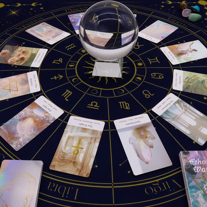 Tappetino per la lettura dei tarocchi – Zodiaco, 75 × 75 cm