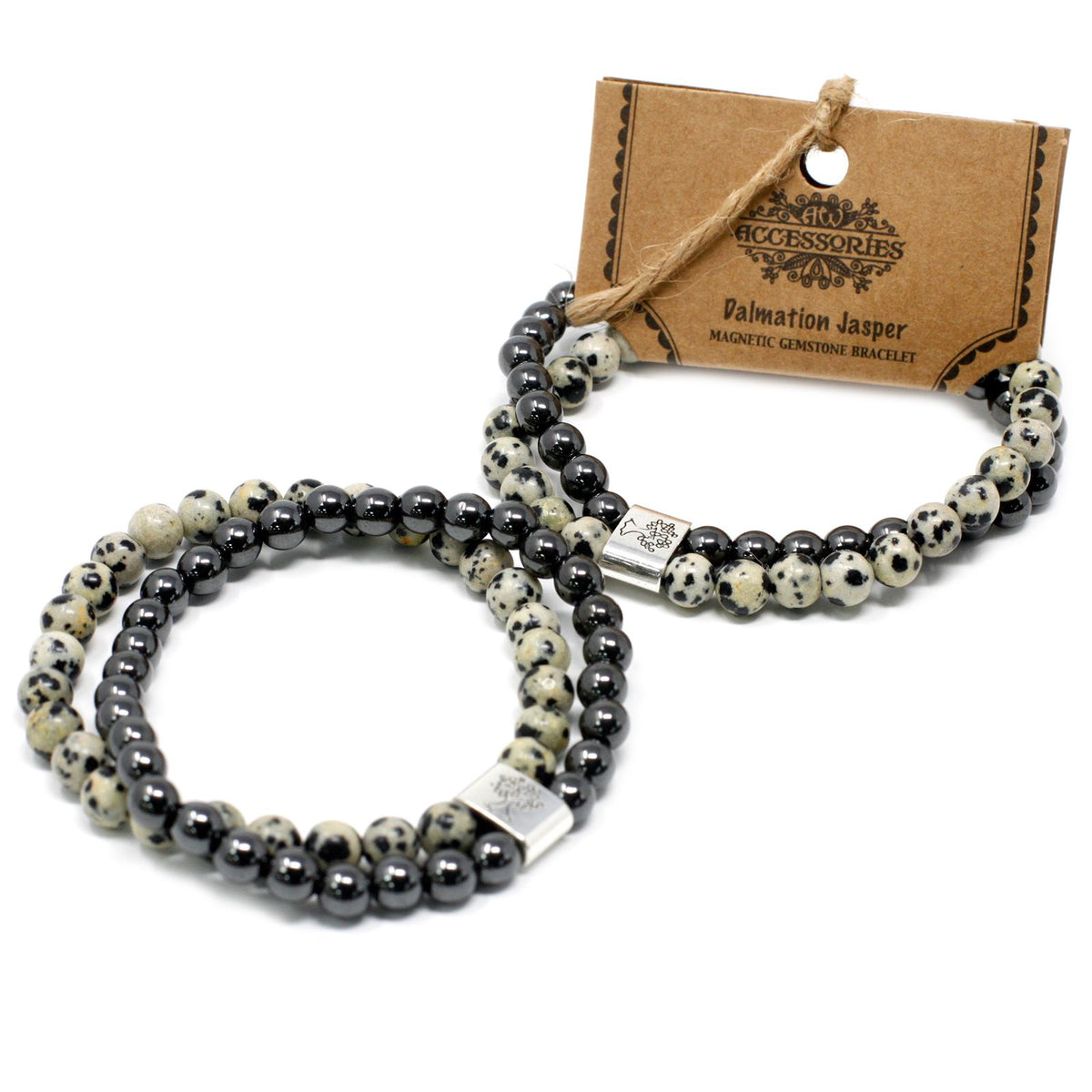 Bracciale magnetico con pietre preziose – diaspro dalmata