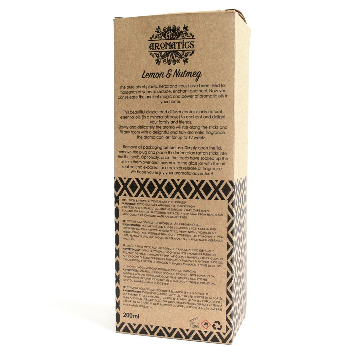 Diffusore di aromi con oli essenziali Limone e Noce Moscata 200 ml